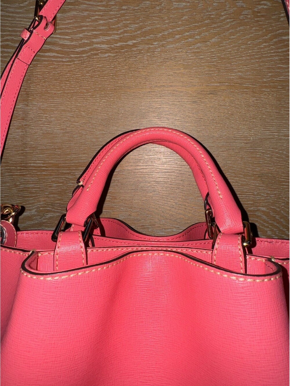 Dooney and Bourke Saffiano Leather Barlow Satchel Bag Pink Gold Hardware - Picture 3 of 9